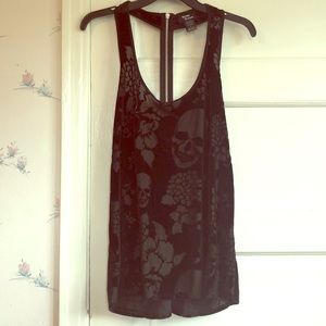Teenage Runaway tank with skulls and flowers